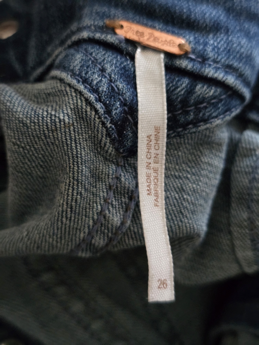 Free People Blue Denim Jean Overalls Size 26 - Picture 6 of 6